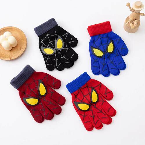 3-8 Years Autumn Winter Kids Knitted Gloves Cute Cartoon Spi