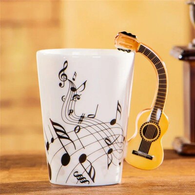 240ml Creative Music Ceramic Mug Guitar Violin Style Cute Co