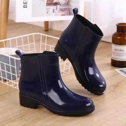 Women Rain Boots Waterproof Rubber Sole Low Heel Winter Shoe