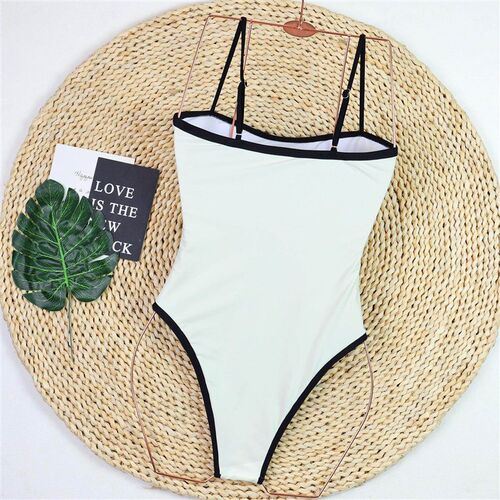 Black and white color matching one-piece swimsuit,