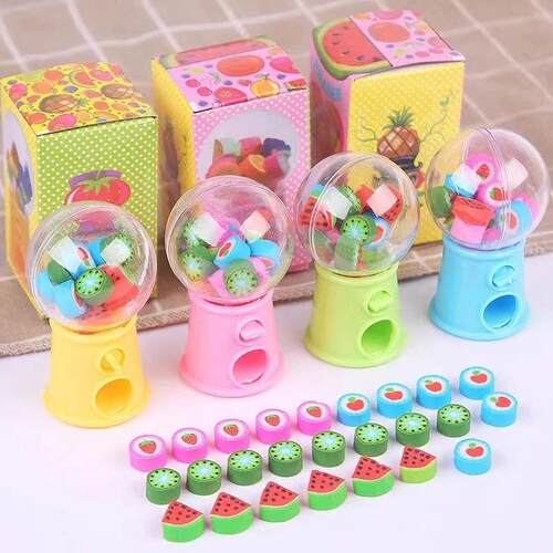 Mini Machine Design Erasers Cartoon Fruit Rubber Erasers Kid