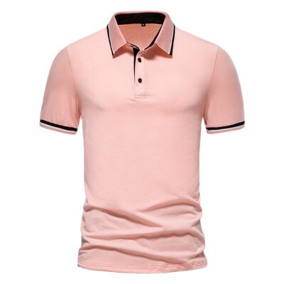 -Summer new mens business casual neckline contrast color sh