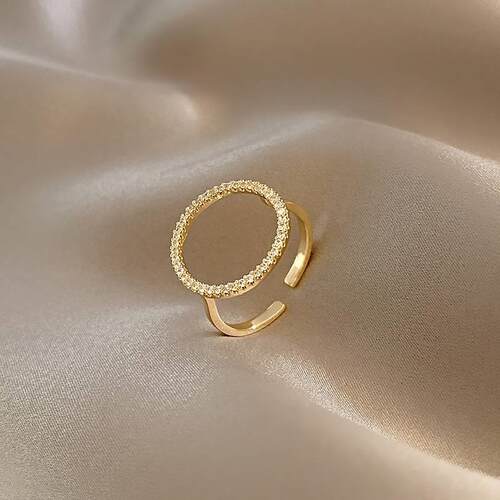 Zircon circle ring female design sense niche open index fing