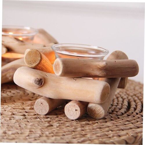 Wooden candle holder glass decoration romantic simple garden