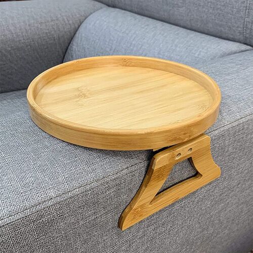 Sofa Tray Table Sofa Armrest Clip-On Tray Natural Bamboo Sof