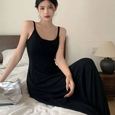Rimocy Sexy Low Collar Spaghetti Strap Dress Women Slim Fit