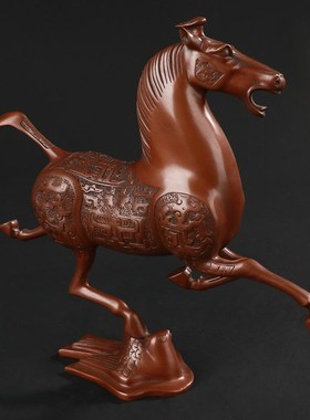 大仕缘紫铜马摆件家居工艺品办公室商务马到成功礼品马踏飞燕装饰