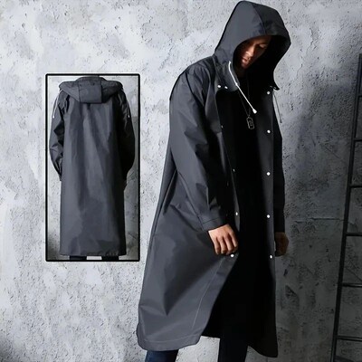 Black Fashion Adult Waterproof Long Raincoat Women Men Rain