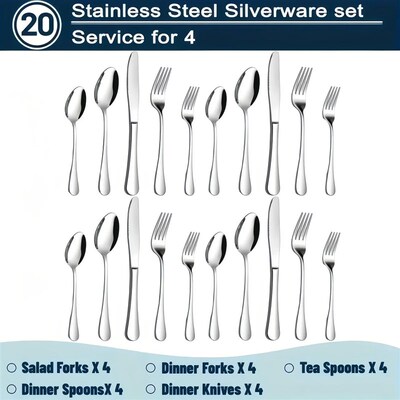 60/20 Pcs, stainless steel silverware set, kitchenware knive