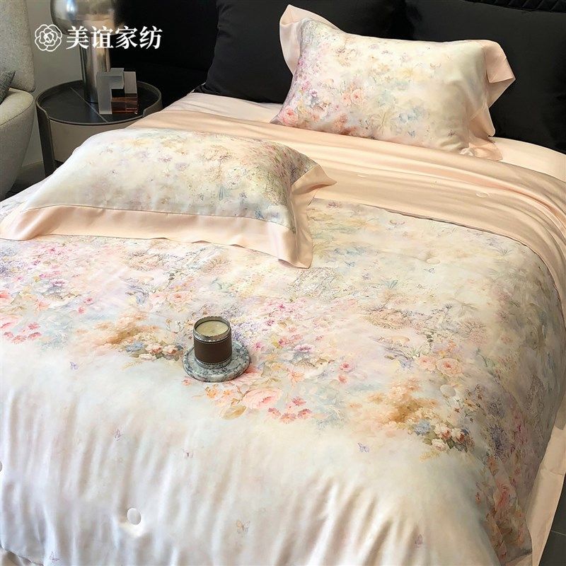 20夏季裸睡印花天丝夏凉被夏被四件20%蚕丝绗缝空调被人被,床上用品,化纤被,淘宝优惠券,粉丝福利购,淘宝优惠卷