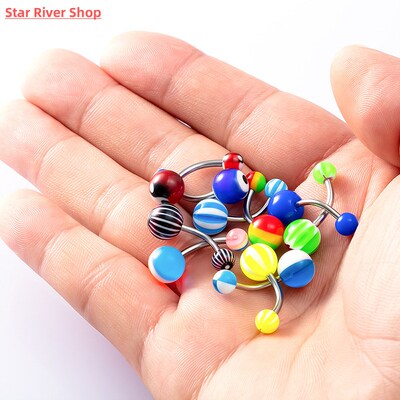 10/20/50pcs Acrylic Navel Stud Colorful Ball Belly Ring Bar