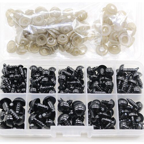 50/100pcs 5-18mm Black Plastic Safety Eyes For Toys Amigurum