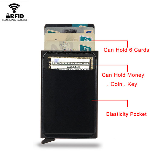 Rfid Smart Wallet Card Holder Metal Thin Slim Men Women Wall