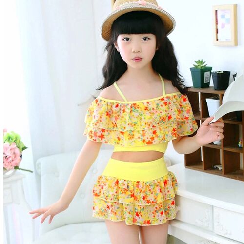 Girls Two Pieces Suits For Swimming Children Polyester Swimw