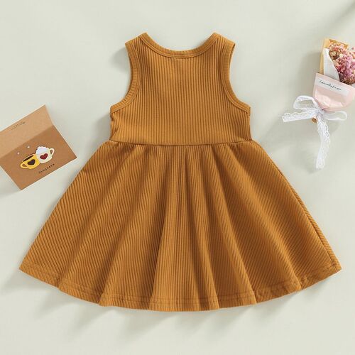 Toddler Kids Baby Girls Summer Dress Sleeveless Crewneck Rib