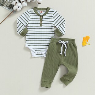 Baby Boy Toddler Stripe Outfit Fall New Clothes Ribbed Girls