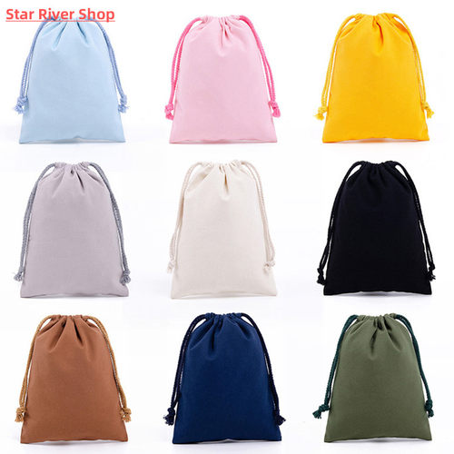 Reusable Cotton Drawstring Bags Fabric Storage Bag for Sundr