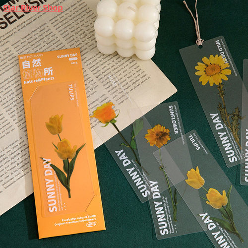 5 pcs/set Natural Plant flower leaves Series Bookmark PVC Re