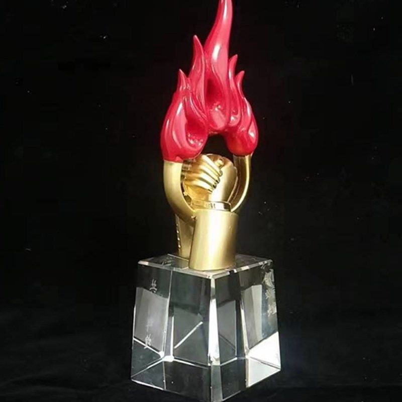红色火炬创意火焰奖杯办公室客厅电视柜新房装饰招财幸运桌面摆件,家居饰品,桌面摆件,淘宝优惠券,粉丝福利购,淘宝优惠卷