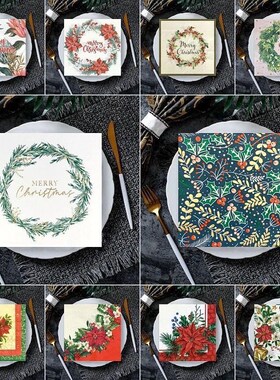 100Pcs Bag Mix Christmas Snowman Theme Paper Napk Xmas Winte