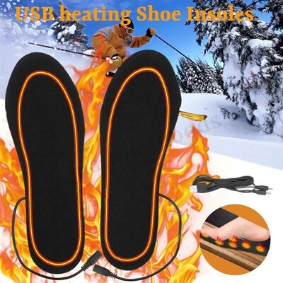 1 Pair USB Heated Shoe Insoles Foot Warming Pad Feet Warmer
