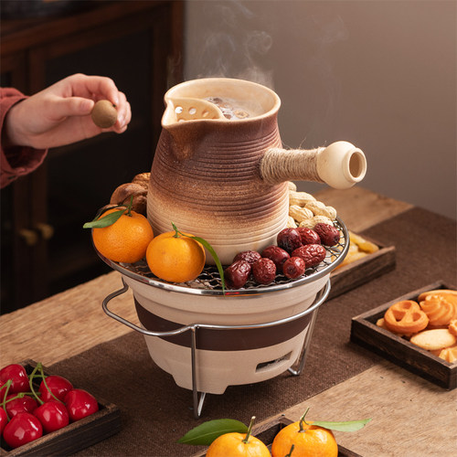 碳火炉围炉煮茶器可干烧粗陶罐罐茶壶烤奶茶泡茶壶煮茶炉茶具装