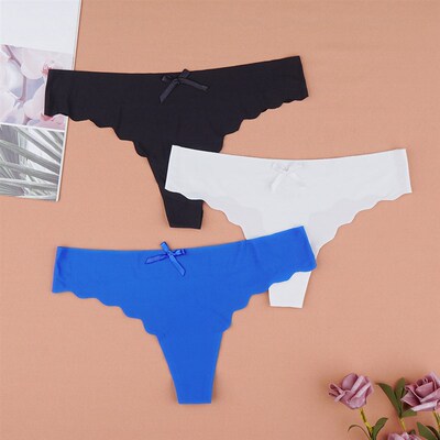 3Pcs/Lot Sexy Women Thongs Ice Silk G-String Seamless Pantie