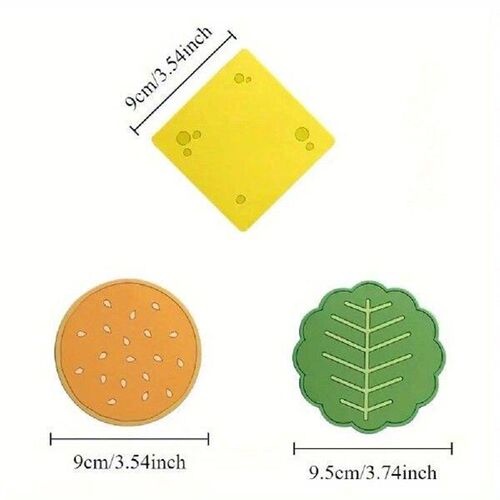 8Pcs/Set Non-slip Burger Shape Coaster Heat-resistant Table