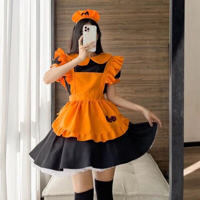 Cosplay Bat Vampire Maid Cosplay Halloween Costumes Orange R