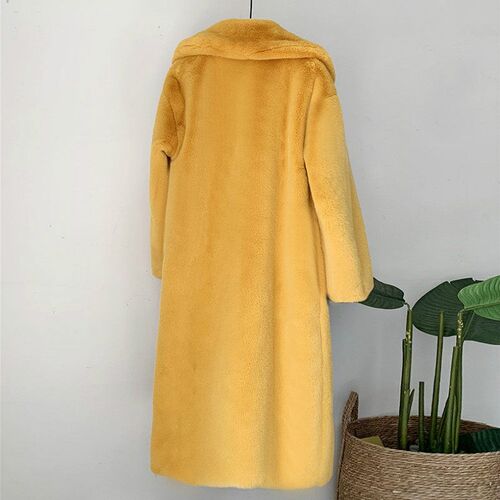 Elegant Winter Fur Coat Women Fashion Plush Faux Mink Fur Co