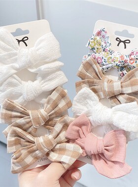 4Pcs/Set Fashion Sweet Hair Clips PU Hair Bows For Cute Girl