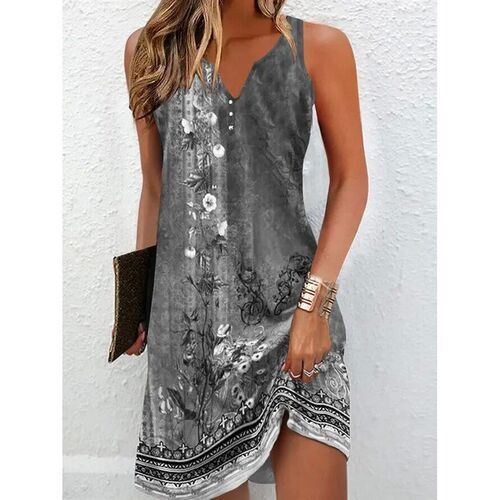 Womens Dresses Summer Fashion Stitching V Neck Loose