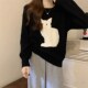 Cartoon Cat Pullover Womens Winter Cute Autumn Out Sweater