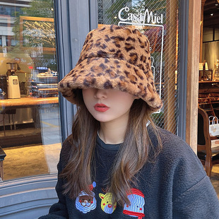 Autumn Winter Panama Hat for Women Faux Fur Bucket Hats Cow