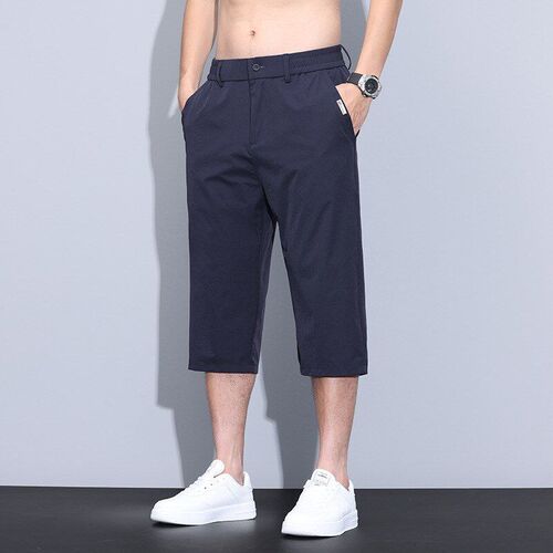 Summer Ice Silk 78 Shorts Slim Straight Elastic Waist QuickD
