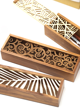 4 Styles Hollow Wooden Storage Box for Makeup Organizer Penc