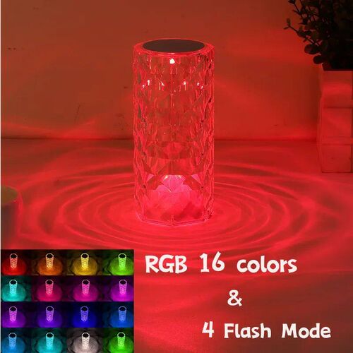 Crystal Table Lamp for Bedroom 16 Colors Touch/Remote Dimmab