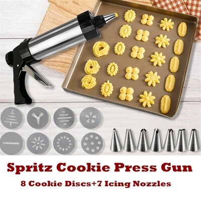 Spritz Cookie Press Gun  Baking Christmas Stainless Steel