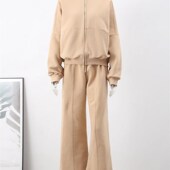 Sets Women Top Sweatshirt Hig Sleeve Pants Long Casual Loose