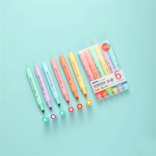 6Pcs/set Pastel Color Macaron Highlighter Pen Marker Pens Fl