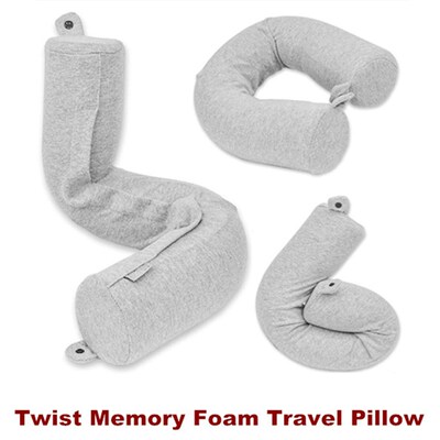 Twist Memory Foam Travel Neck Pillow for Airplanes Sleeping