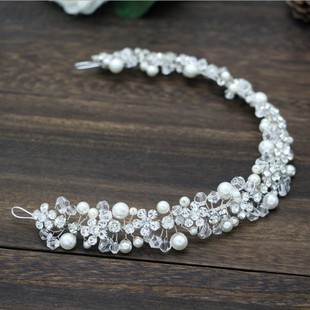 Bridal Bridesmaid Flower Girls Diamante Crystal Pearl Headba