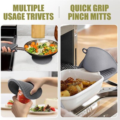 Oven Mitts Pot Holders Silicone Mittens Gloves Hot Pads
