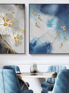 九图轻奢餐厅装饰画鱼饭厅墙面档壁高画现代简约客厅创意KKZ组挂