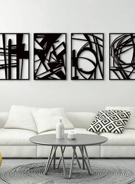 代简约几何抽抽象金属象艺背术装饰挂件景墙金属挂饰时现术尚线条