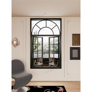 法式覆古断桥铝合金窗户外拱形窗格子窗上海老钢窗拱形窗圆弧平开