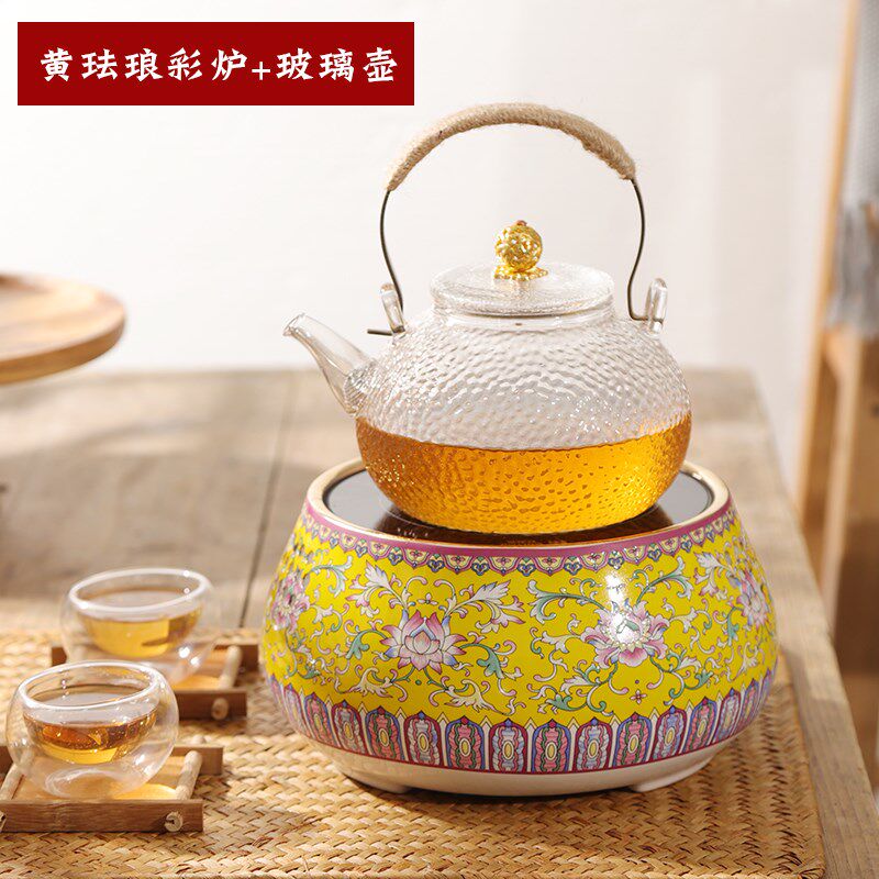 珐琅彩陶瓷电陶炉茶炉煮茶器 煮茶壶玻璃陶壶全静音自动家用烧水