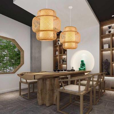 中式竹编吊灯民宿餐厅饭店吧台灯具火锅店创意复古农家乐竹艺