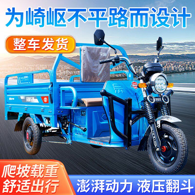 宗旗三轮车电动货运三轮车新款家用农用摆摊载重拉货快递车电瓶车