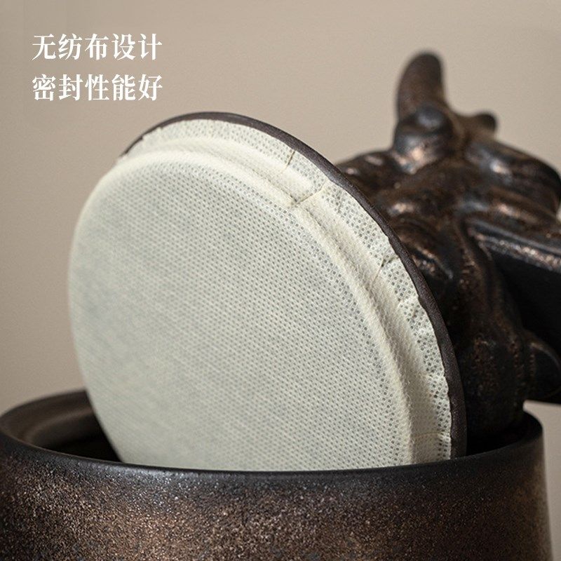 十二生肖鎏金铁釉茶叶密封茶仓陶瓷摆件高档精品龙首大号茶叶罐